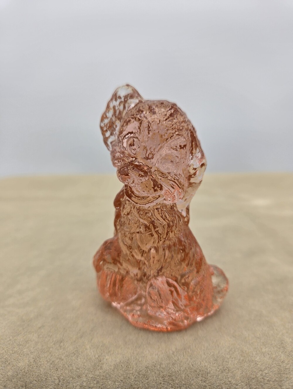 Vintage Boyd Pink Art Glass "Skippy" Dog Figurine